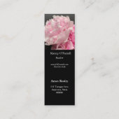 ピンクの牡丹と文字宇宙しおり スキニー名刺 (正面)