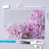 ピンクの牡丹と文字 薄葉紙 (クラフト)