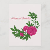 ピンクの牡丹と白い花誕生日 ポストカード (正面)