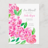 ピンクの牡丹のカスケードニューアドレスを移動 案内ポストカード (正面)