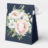 ピンクの牡丹のネイビーの背結婚景 フェイバーボックス (裏面サイド)