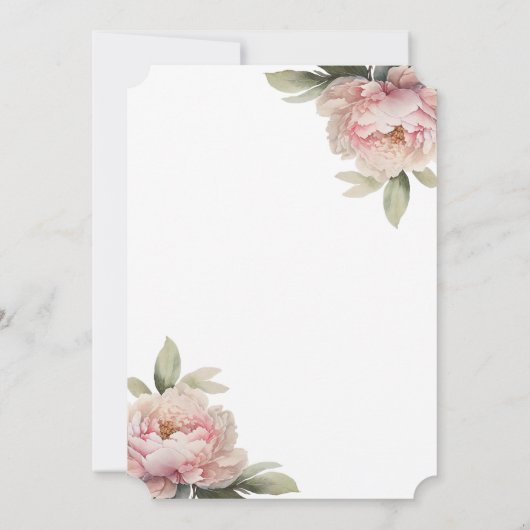 ピンクの牡丹のフローラ写真を愛の記憶に 招待状 (裏面)