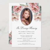 ピンクの牡丹のフローラ写真を愛の記憶に 招待状 (正面/裏面)