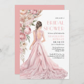 ピンクの牡丹の夢のようなブライダルシャワーの招待状 招待状 (正面/裏面)