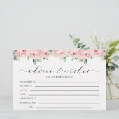 ピンクの牡丹の女の子の赤ちゃんシャワーアドバイスウィッシュカード 便箋 (スタンド正面)