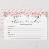 ピンクの牡丹の女の子の赤ちゃんシャワーアドバイスウィッシュカード 便箋 (正面/裏面)