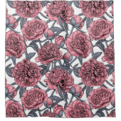 ピンクの牡丹の庭 シャワーカーテン (正面)