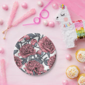 ピンクの牡丹の庭 ペーパープレート (パーティー)