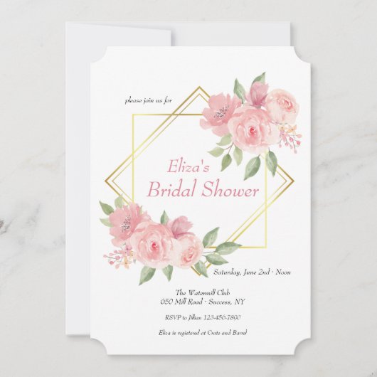 ピンクの牡丹の招待状 招待状 (正面)