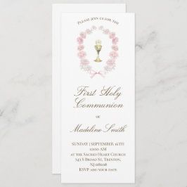 ピンクの牡丹の最初の聖餐会 招待状