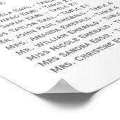 ピンクの牡丹の木目写真結婚のシーティングチャート ポスター (角)