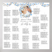 ピンクの牡丹の木目写真結婚のシーティングチャート ポスター (正面)