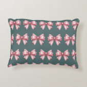 ピンクの牡丹の模様と弓 アクセントクッション (裏面)