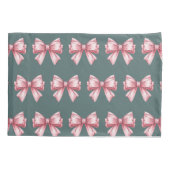 ピンクの牡丹の模様と弓 枕カバー (裏面)