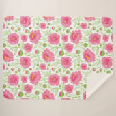 ピンクの牡丹の模様 シェルパブランケット (正面(横))