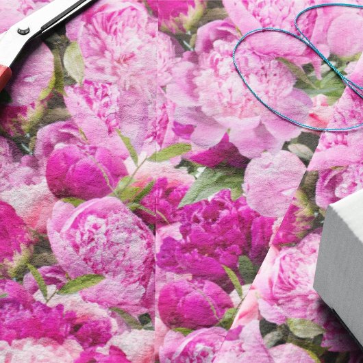 ピンクの牡丹の模様 薄葉紙