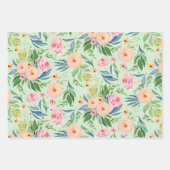 ピンクの牡丹の水彩模様 ラッピングペーパーシート (正面3)