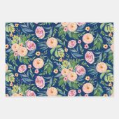 ピンクの牡丹の水彩模様 ラッピングペーパーシート (正面2)