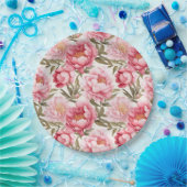 ピンクの牡丹の紙皿 ペーパープレート (パーティー)