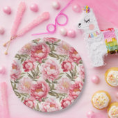 ピンクの牡丹の紙皿 ペーパープレート (パーティー)