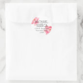 ピンクの牡丹の花のアドレスパーソナライズされた ラウンドシール (バッグ)