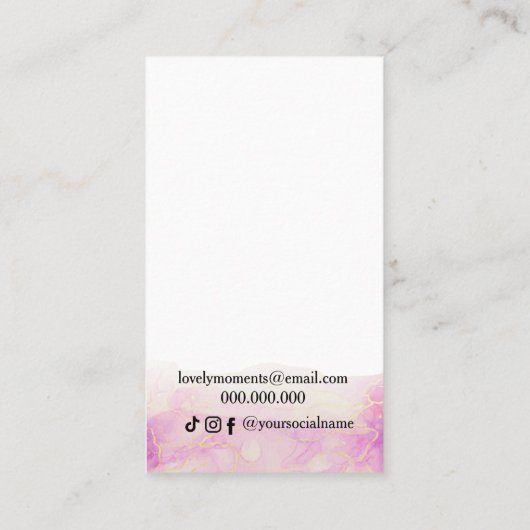 ピンクの牡丹の花のイヤリング表示名刺 名刺 (裏面)