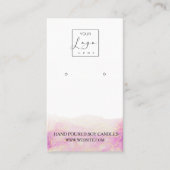 ピンクの牡丹の花のイヤリング表示名刺 名刺 (正面)