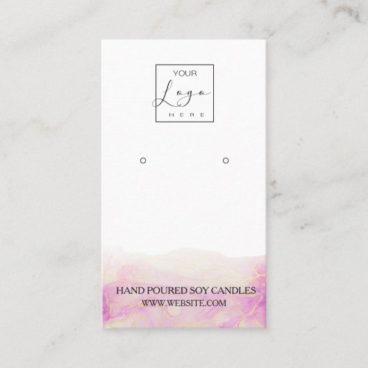 ピンクの牡丹の花のイヤリング表示名刺 名刺 (正面)