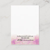 ピンクの牡丹の花のイヤリング表示 名刺 (裏面)