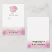 ピンクの牡丹の花のイヤリング表示 名刺 (正面/裏面)