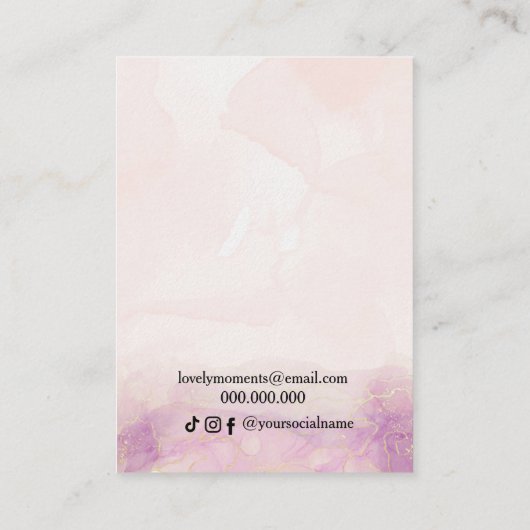 ピンクの牡丹の花のネックレスイヤリング表示ブシ 名刺 (裏面)