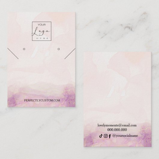 ピンクの牡丹の花のネックレスイヤリング表示ブシ 名刺 (正面/裏面)