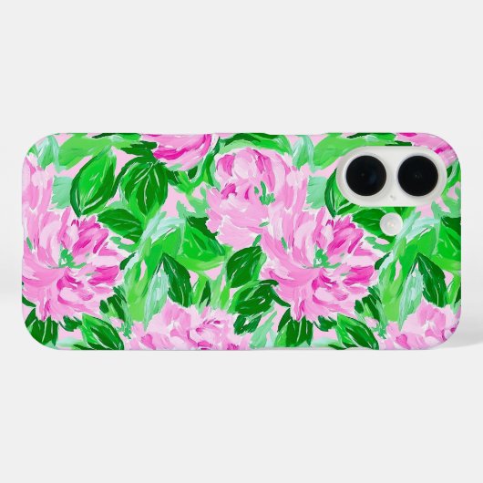ピンクの牡丹の花のパターン Case-Mate iPhoneケース (裏面 (横))