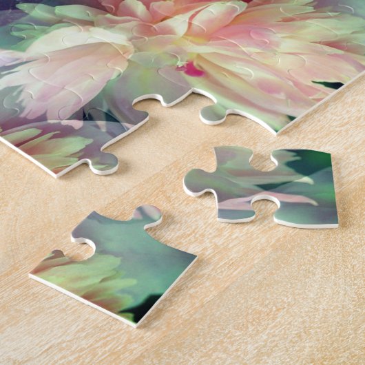 ピンクの牡丹の花のフレームあなたの写真を追加 ジグソーパズル (側面)