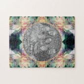 ピンクの牡丹の花のフレームあなたの写真を追加 ジグソーパズル (横)