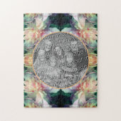 ピンクの牡丹の花のフレームあなたの写真を追加 ジグソーパズル (縦)