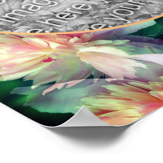 ピンクの牡丹の花のフレームあなたの写真を追加 ポスター (角)