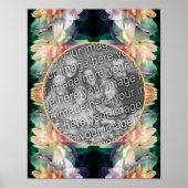 ピンクの牡丹の花のフレームあなたの写真を追加 ポスター (正面)