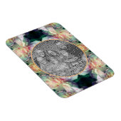 ピンクの牡丹の花のフレームあなたの写真を追加 マグネット (右側)