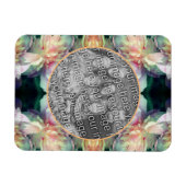 ピンクの牡丹の花のフレームあなたの写真を追加 マグネット (横)