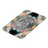 ピンクの牡丹の花のフレームあなたの写真を追加 マグネット (左側)