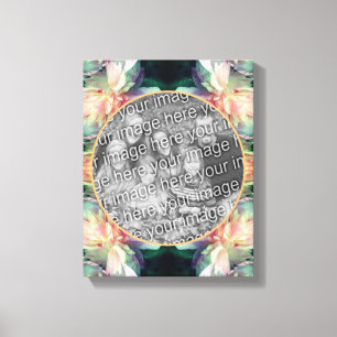 ピンクの牡丹の花のフレーム独自の写真を作成 キャンバスプリント