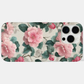 ピンクの牡丹の花のロマンチックな植物模様 Case-Mate iPhoneケース (裏面 (横))