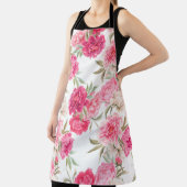 ピンクの牡丹の花の継ぎ目のない模様 エプロン (インサイチュ)