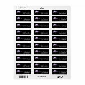 ピンクの牡丹の花の黒い背景 ラベル (フルシート)