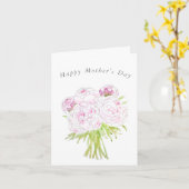 ピンクの牡丹の花束マザーのデイカード カード (黄色い花)