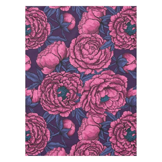 ピンクの牡丹の花束 テーブルクロス (正面)