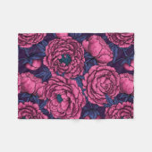 ピンクの牡丹の花束 フリースブランケット (正面(横))