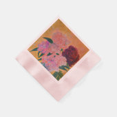 ピンクの牡丹の花束 縁ありカクテルナプキン (角)