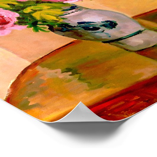 ピンクの牡丹の花束by Camille Pissarro ポスター (角)